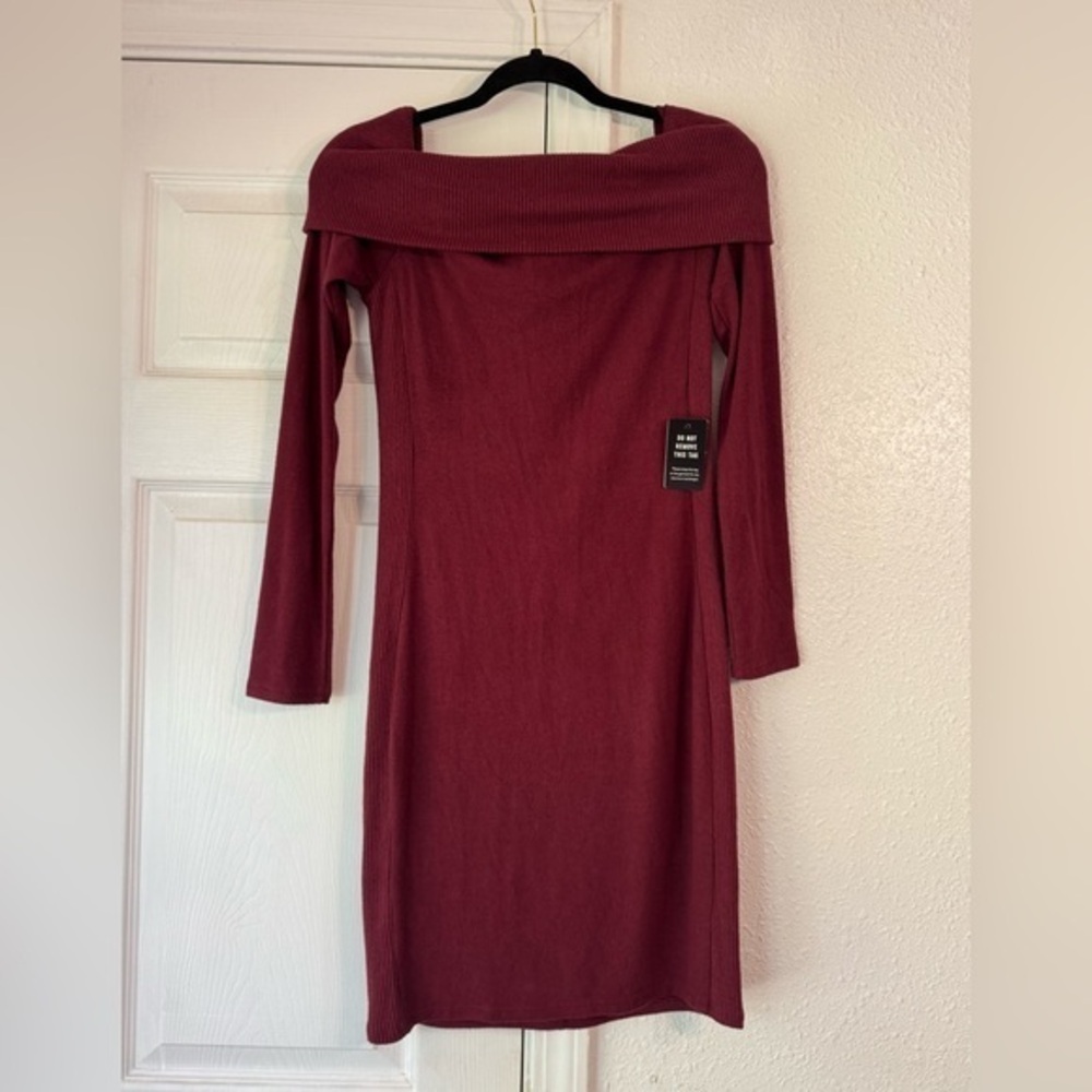 Express Burgundy Long Sleeve Dress